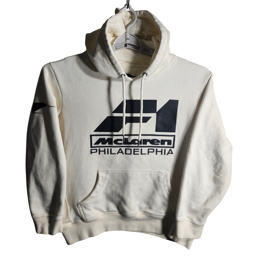 McLaren Philadelphia F1 Graphic Hoodie Sweatshirt Cream Size‎ S **READ**